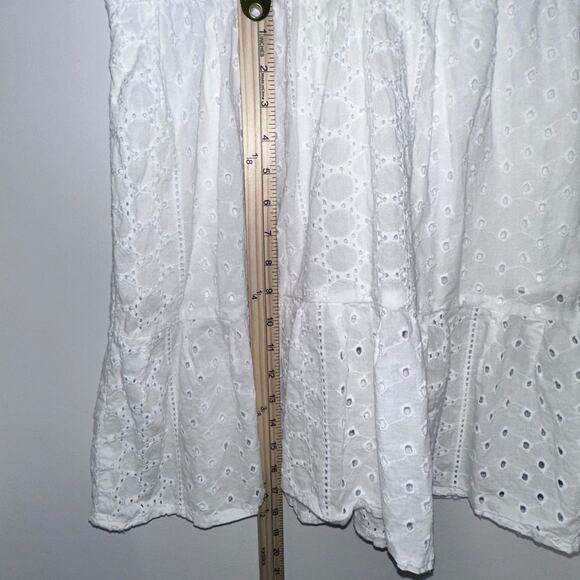 Zara Basic White Puff Sleeve Floral Embroidered Dress Cottagecore M/L - Picture 10 of 13